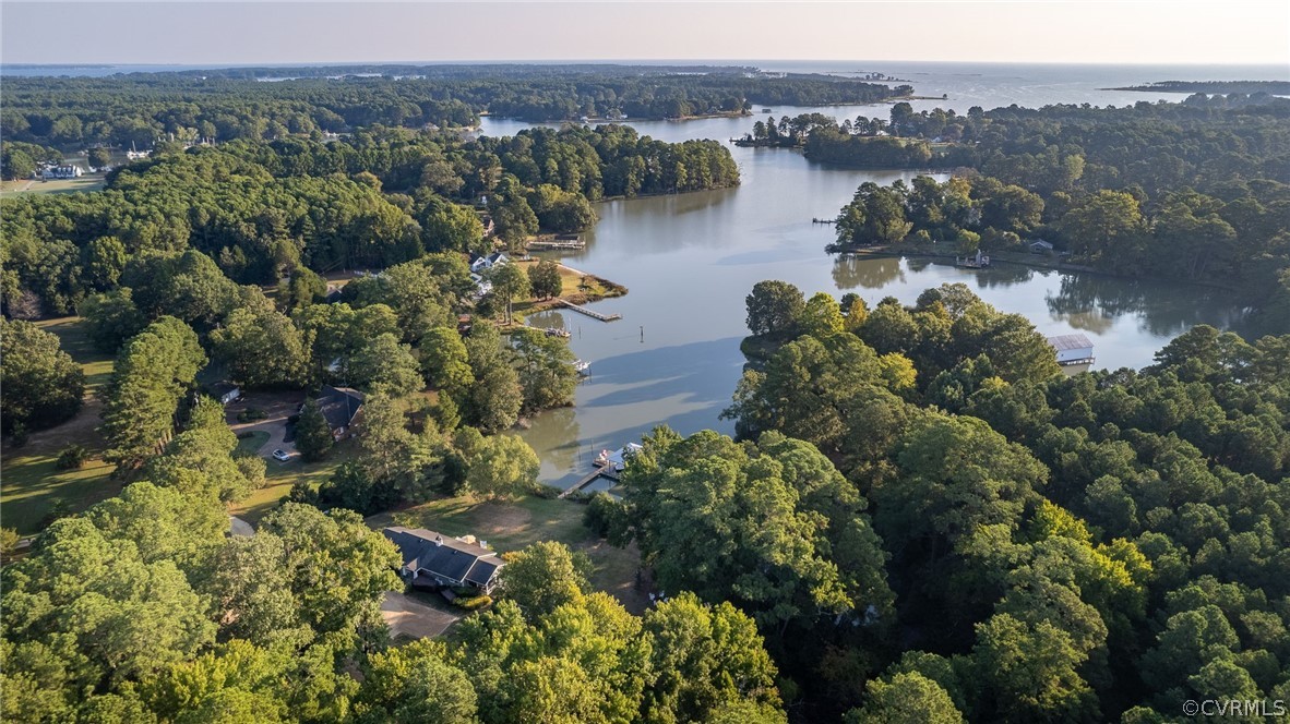1020 Pine Hall Road Mathews, VA 23109 - Photo 48 of 49 an aerial view of green landscape with trees houses and lake view