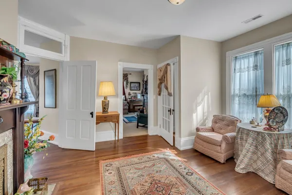 a living room with furniture and a couch