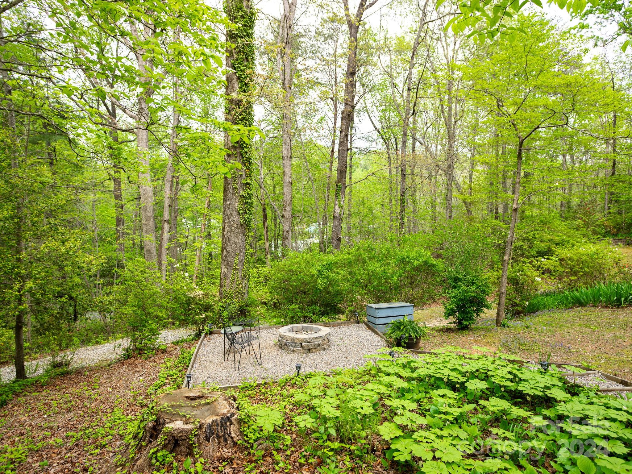 159 Jervey Road Tryon, NC 28782 - Photo 40 of 43 a backyard of a house with lots of green space and trees all around