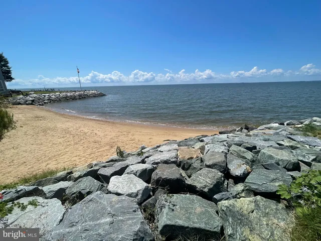 a view of a lake with houses in the back