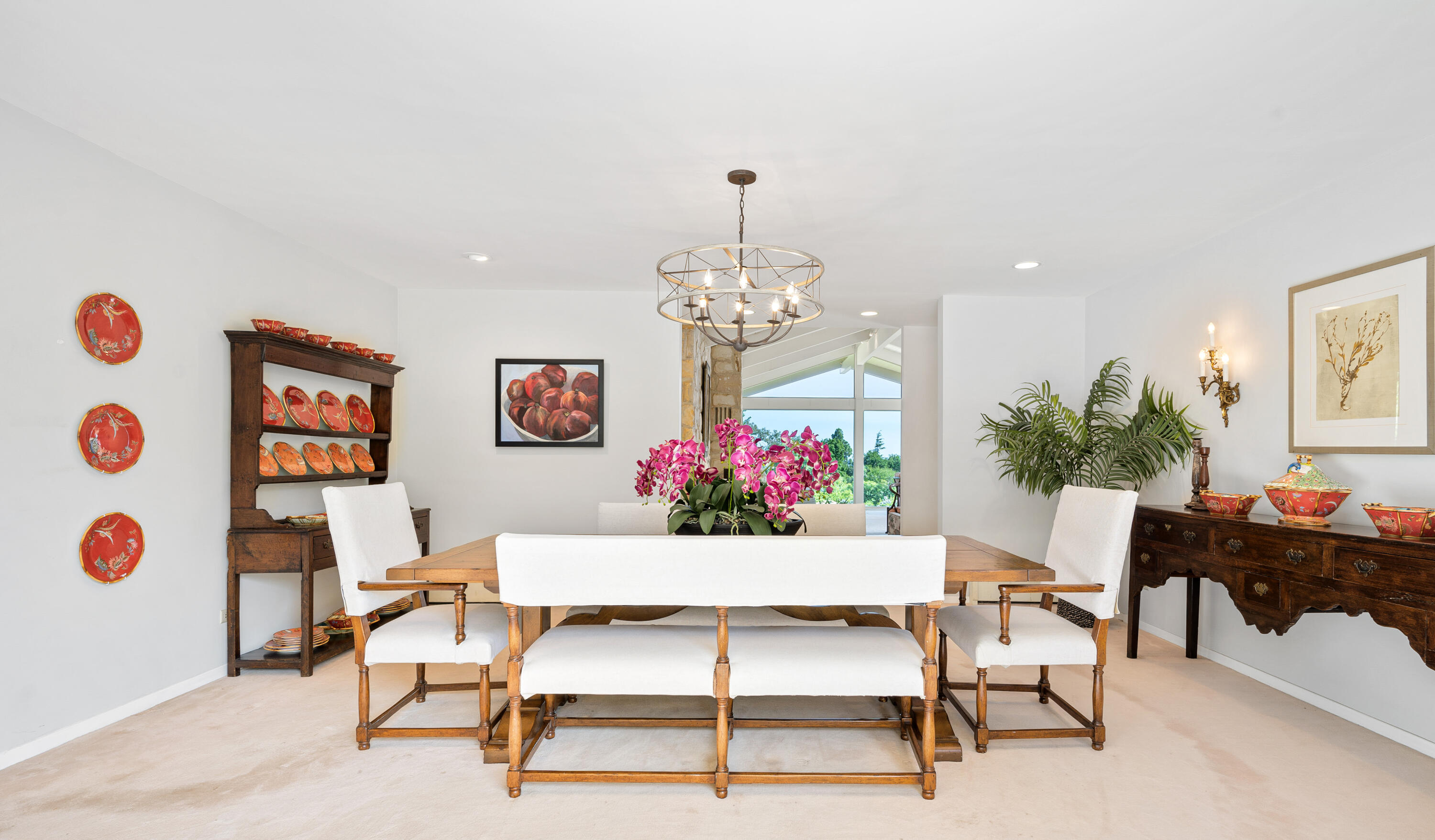 839-841 Summit Road Santa Barbara, CA 93108 - Photo 7 of 20 a dining room with furniture and a chandelier