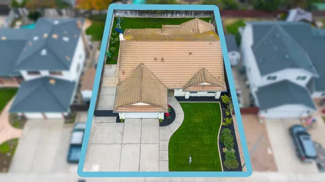 an aerial view of a house