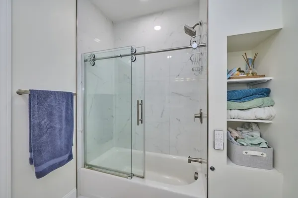 a bathroom with a shower