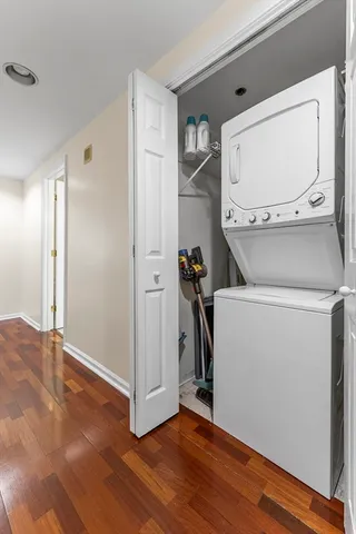 a view of a storage & utility room with wooden floor