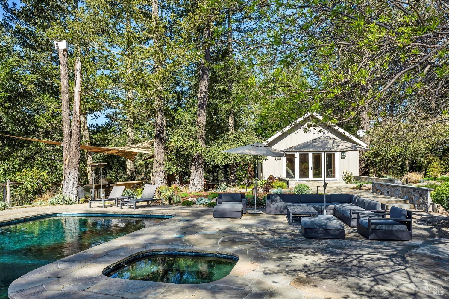 511 Kortum Canyon Road Calistoga, CA 94515 - Photo 44 of 87 Pool area looking over to the Pool/Guest house.