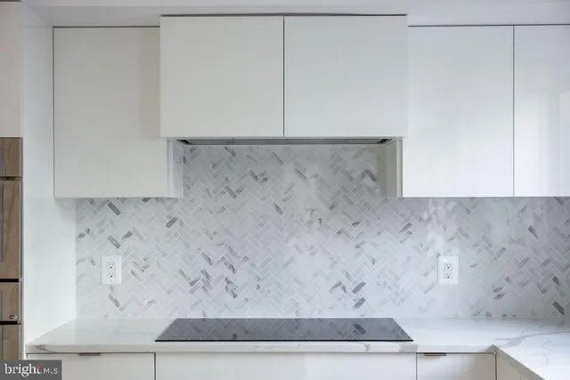 a view of wooden cabinets