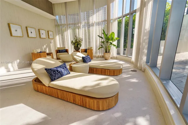 an aerial view of a table and chairs