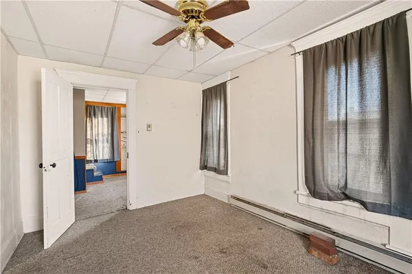 a view of a hallway with closet