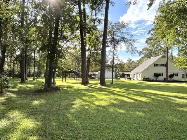 a view of a trees in front of a house
