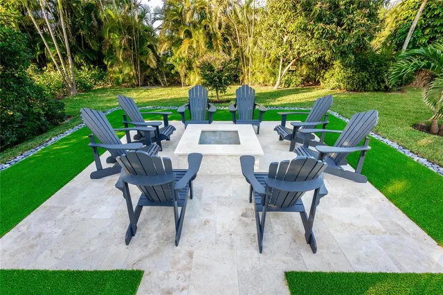 a view of outdoor kitchen outdoor dining space and patio