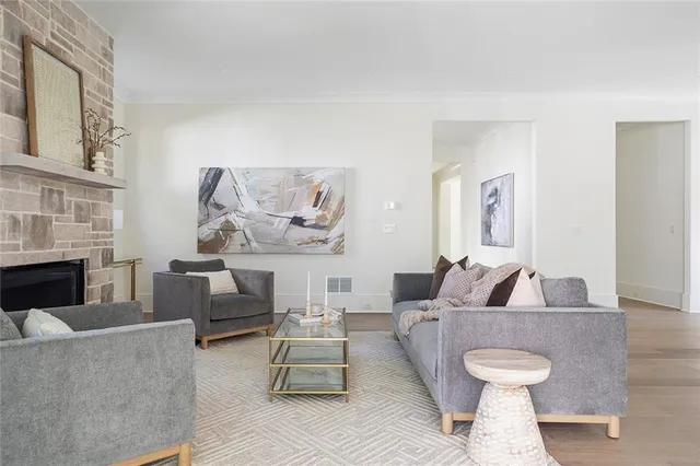 a living room with furniture and a couch