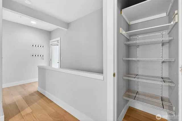 a view of an empty walk in closet
