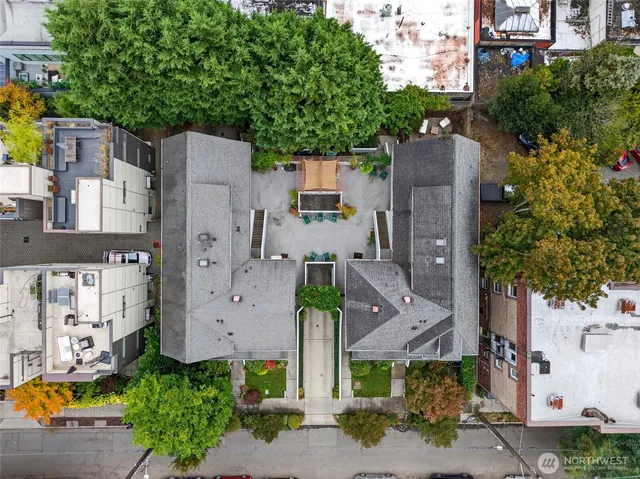 an aerial view of a city