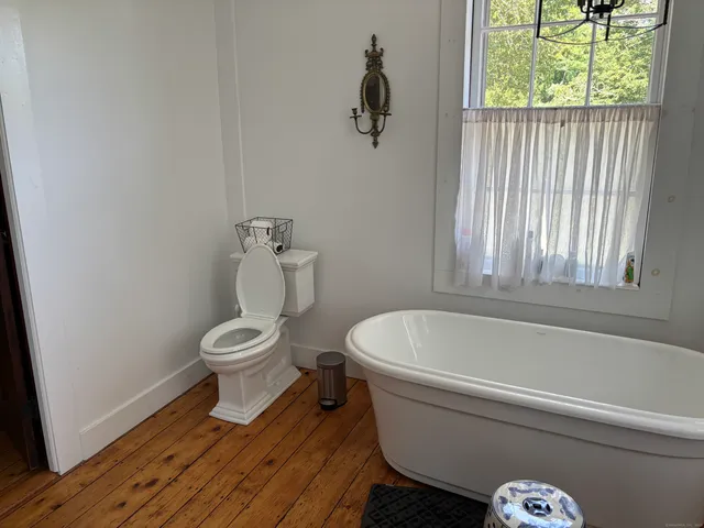 a bathroom with a toilet and a bathtub