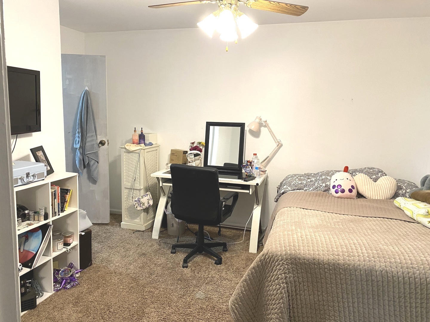 2038 North Rand Road, Unit 212 Palatine, IL 60074 - Photo 21 of 27 a bedroom with a bed a bookshelf and a bookshelf