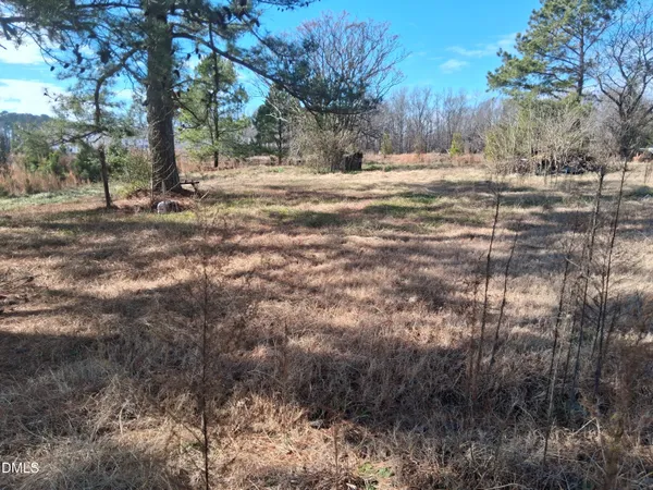 a view of dirt yard with a trees