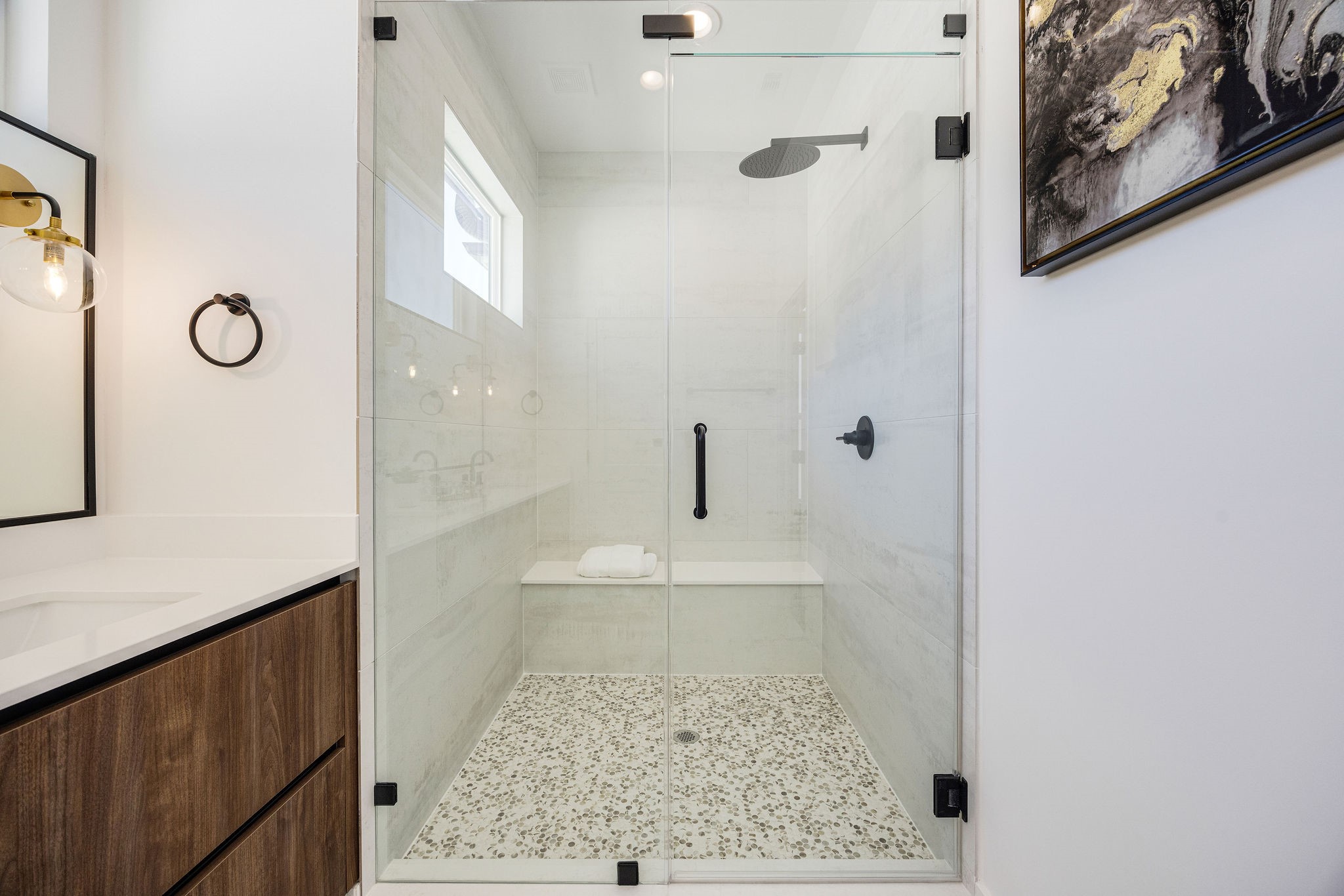 303 Marcella Street, Unit F Houston, TX 77091 - Photo 23 of 29 Oversized glass enclosed walk-in shower located in the primary bathroom