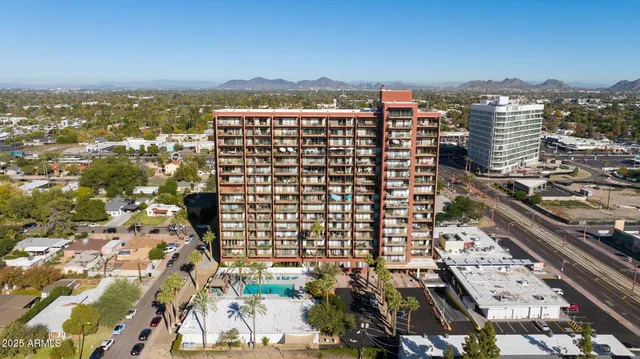 a view of a city with tall buildings