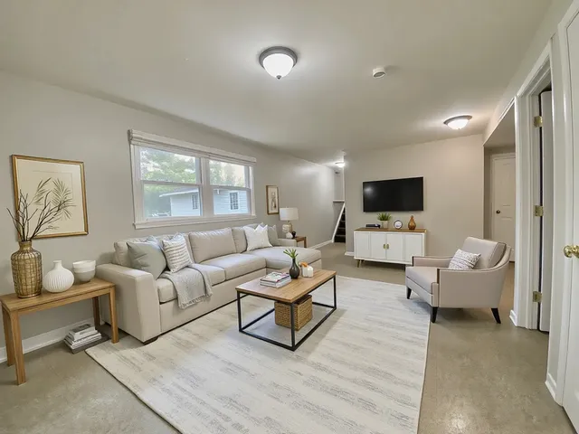 a living room with furniture and a flat screen tv