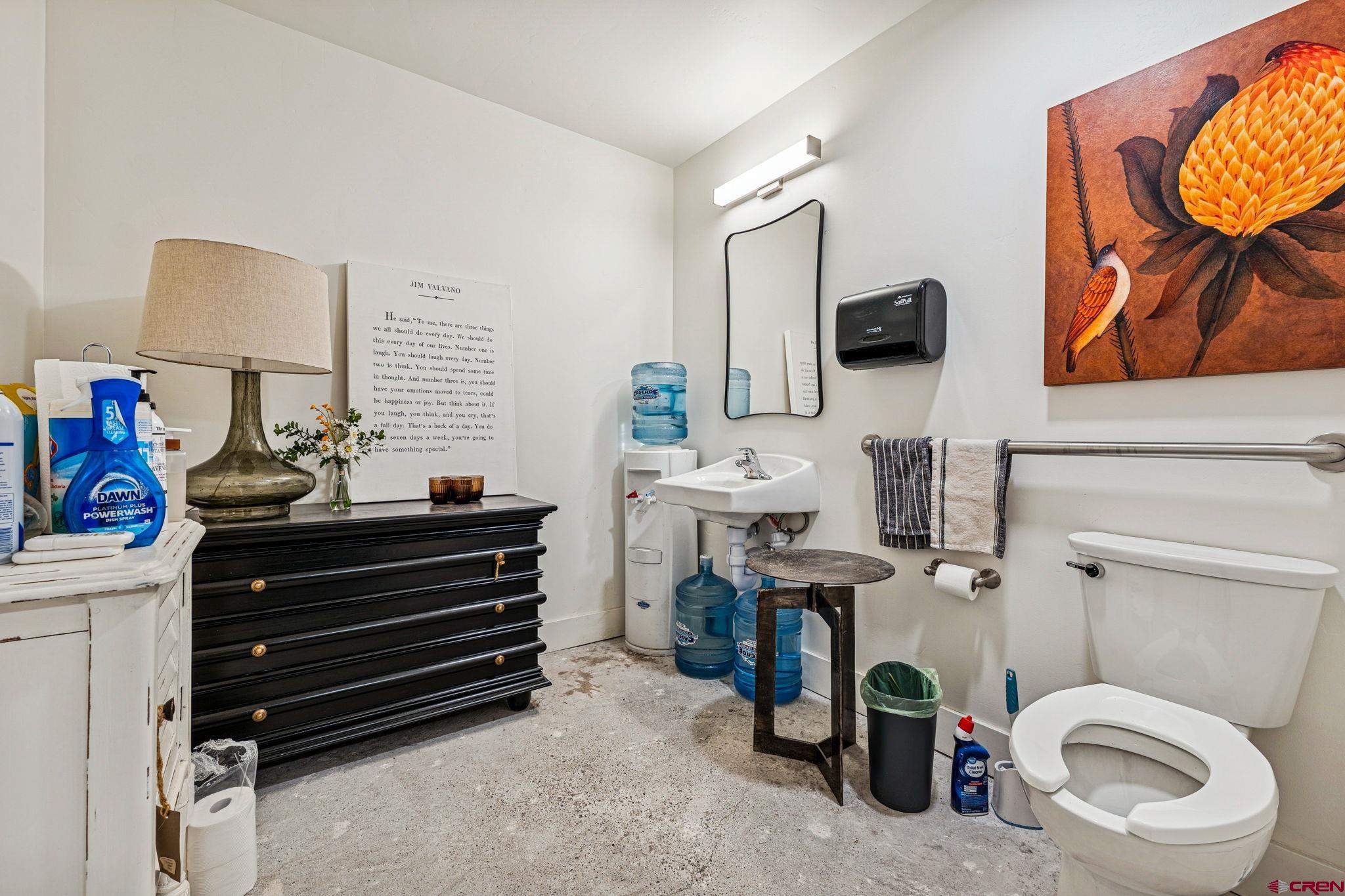 120 West 9th Street Durango, CO 81301 - Photo 21 of 37 a bathroom with a toilet a sink and mirror