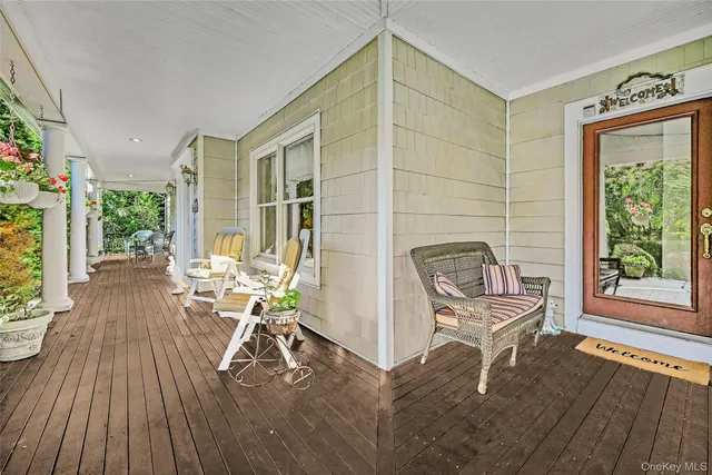 a deck view with a seating space