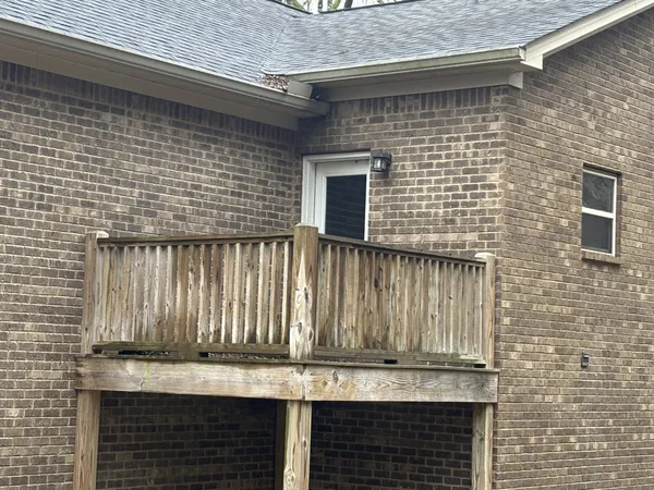 a backyard of a house with lots of trees