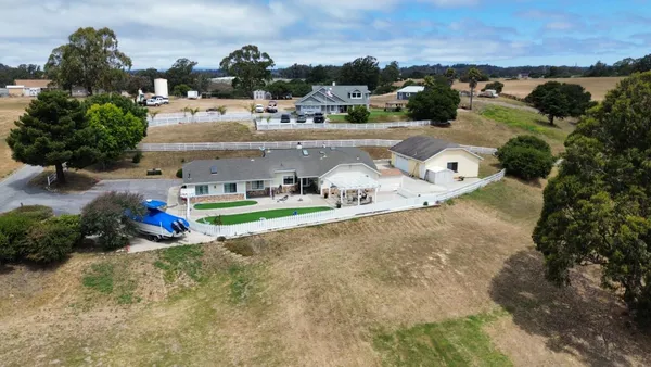 a view of a yard with yellow space