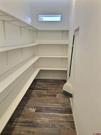 a view of a room with shelves