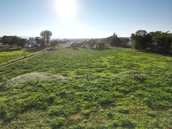 a view of a field of grass and an ocean view
