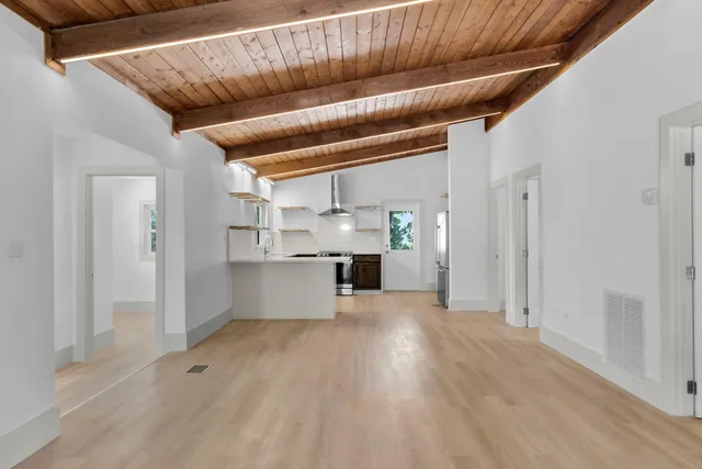 a view of kitchen and windows