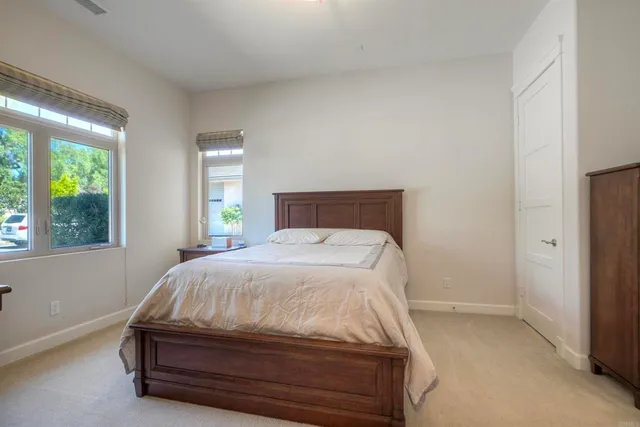 an aerial view of a house with a garden