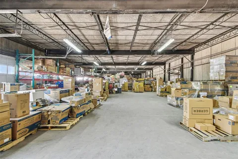 a view of a room with racks on the wall