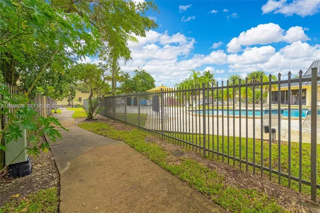 a view of a city with furniture