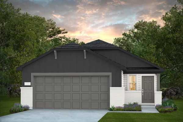 a front view of a house with a garage