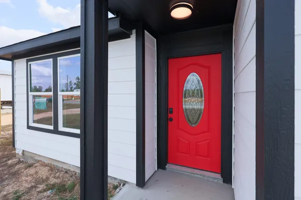 a view of a livingroom with wooden floor