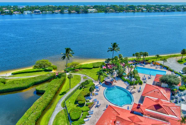 a view of a lake and a yard