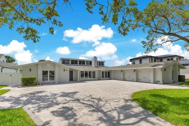 a view of a swimming pool with a lake view