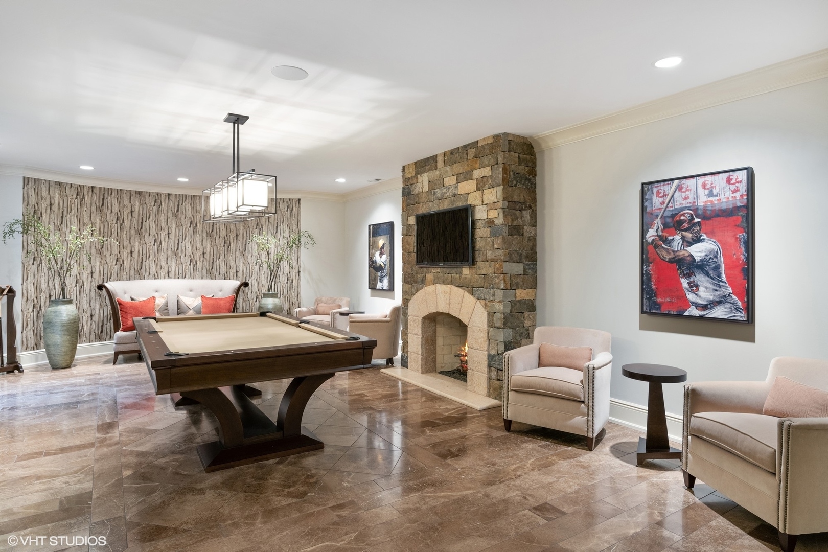 106 Longmeadow Road Winnetka, IL 60093 - Photo 49 of 66 a living room with furniture a fireplace and a chandelier