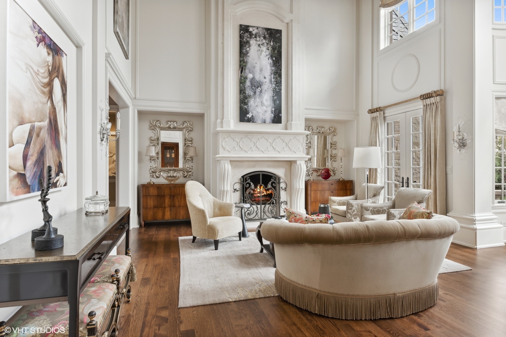 106 Longmeadow Road Winnetka, IL 60093 - Photo 7 of 66 a living room with furniture and a fireplace