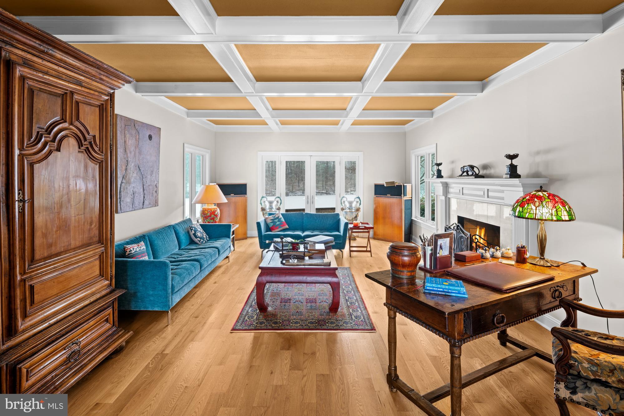 463 Federal City Road Pennington, NJ 08534 - Photo 3 of 47 Living room with coffered ceiling.