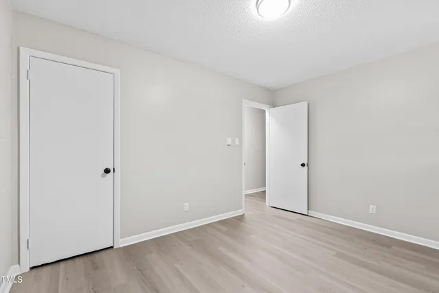 an empty room with a workbench