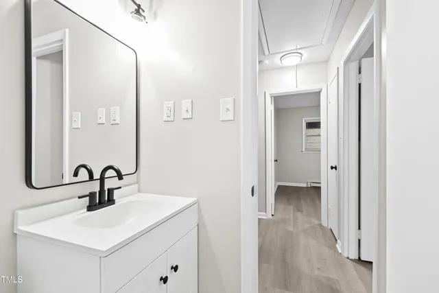 a bathroom with a bathtub