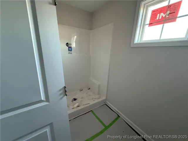 a bathroom with a window