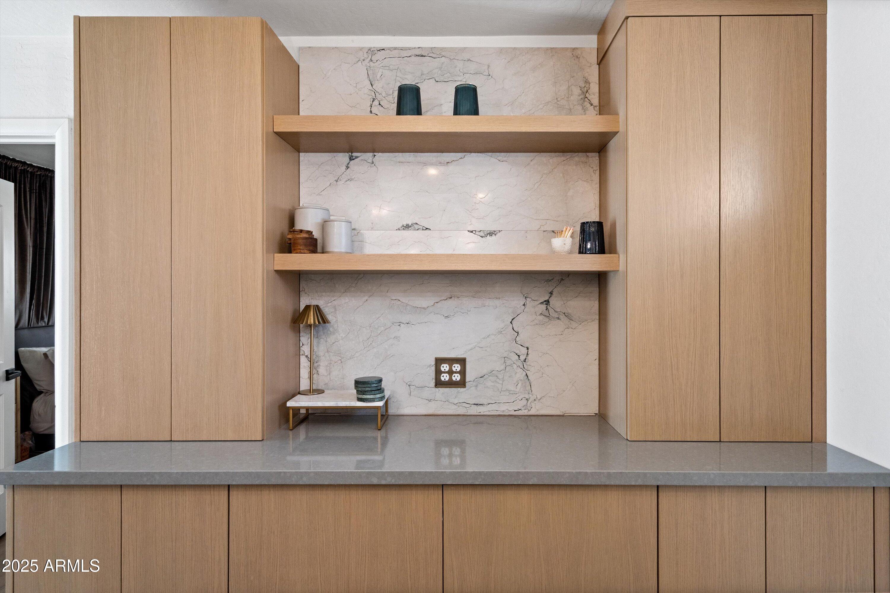2201 East Weldon Avenue Phoenix, AZ 85016 - Photo 19 of 41 a view of kitchen with granite countertop white cabinets and a wooden floor