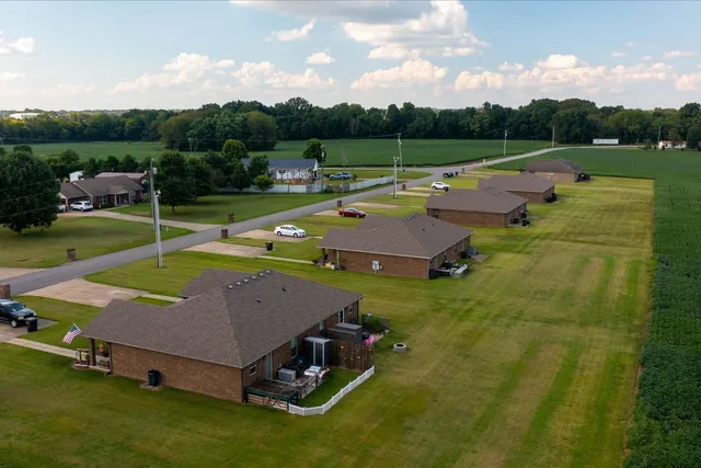 an aerial view of a house having outdoor space