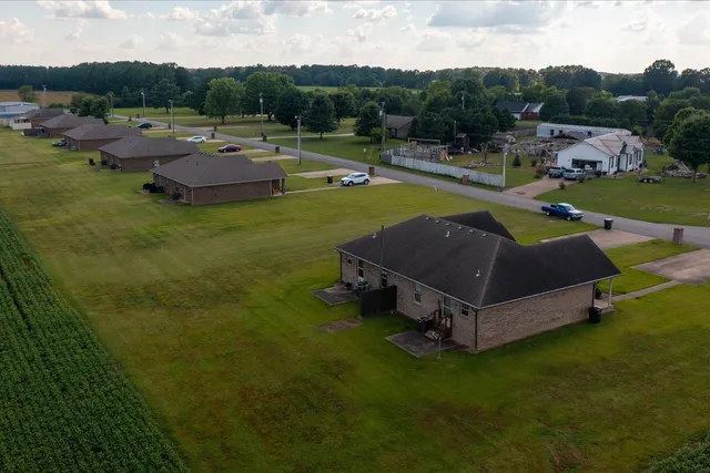 a view of house with garden and trees