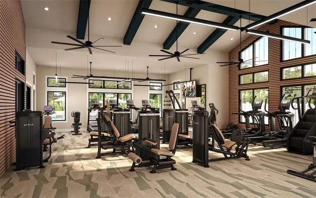 a view of a room with gym equipment