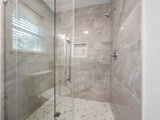 a bathroom with a shower
