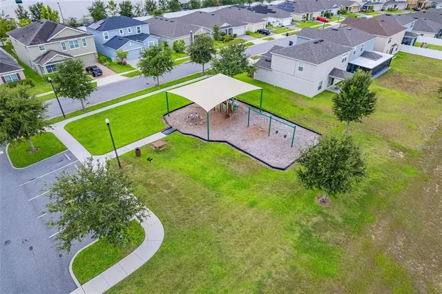 an aerial view of a house