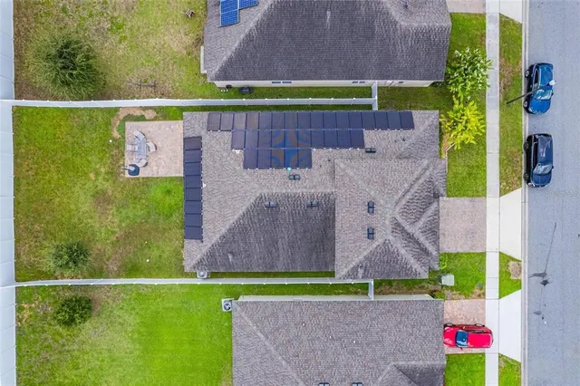 an aerial view of a house